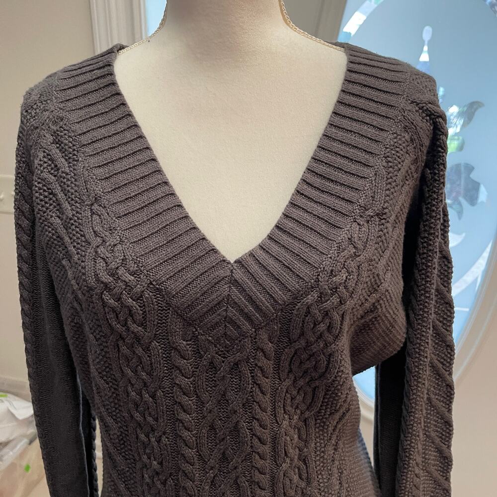 Route 66 Knit Deep V-Neck Tunic Grey Sweater Size XL Women's Clothing